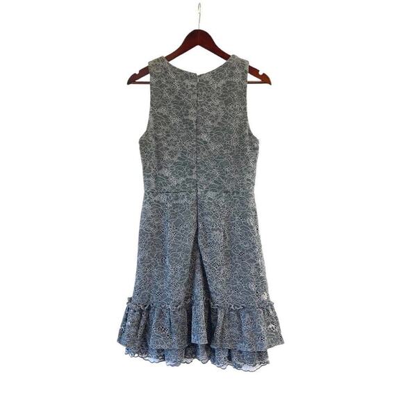 Altar'd State Lace Ruffle Mini Dress Blue Grey Color Sz Medium Floral Sleeveless - Picture 4 of 8